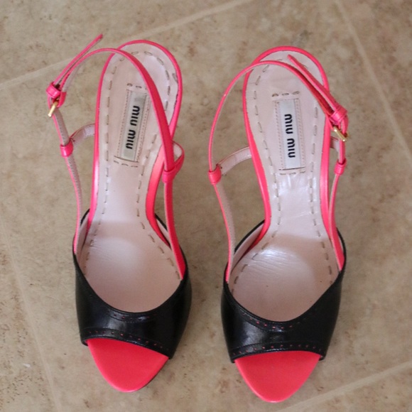 Pink and Black Miu Miu Slingbacks